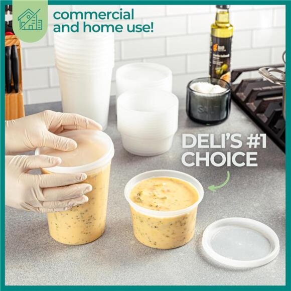 Food Containers with 54 Lids -(48 Sets) 24-32 Oz Quart Size & 24-16 Oz Pint Size - Picture 5 of 7